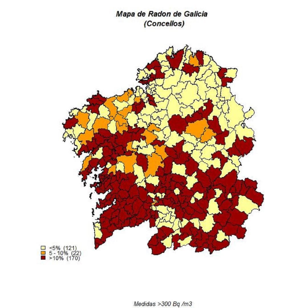 Mapa de Radón en Galicia