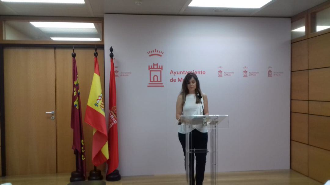 La portavoz del Gobierno municipal, Rebeca Pérez, durante la presentación de los acuerdos de la Junta de Gobierno