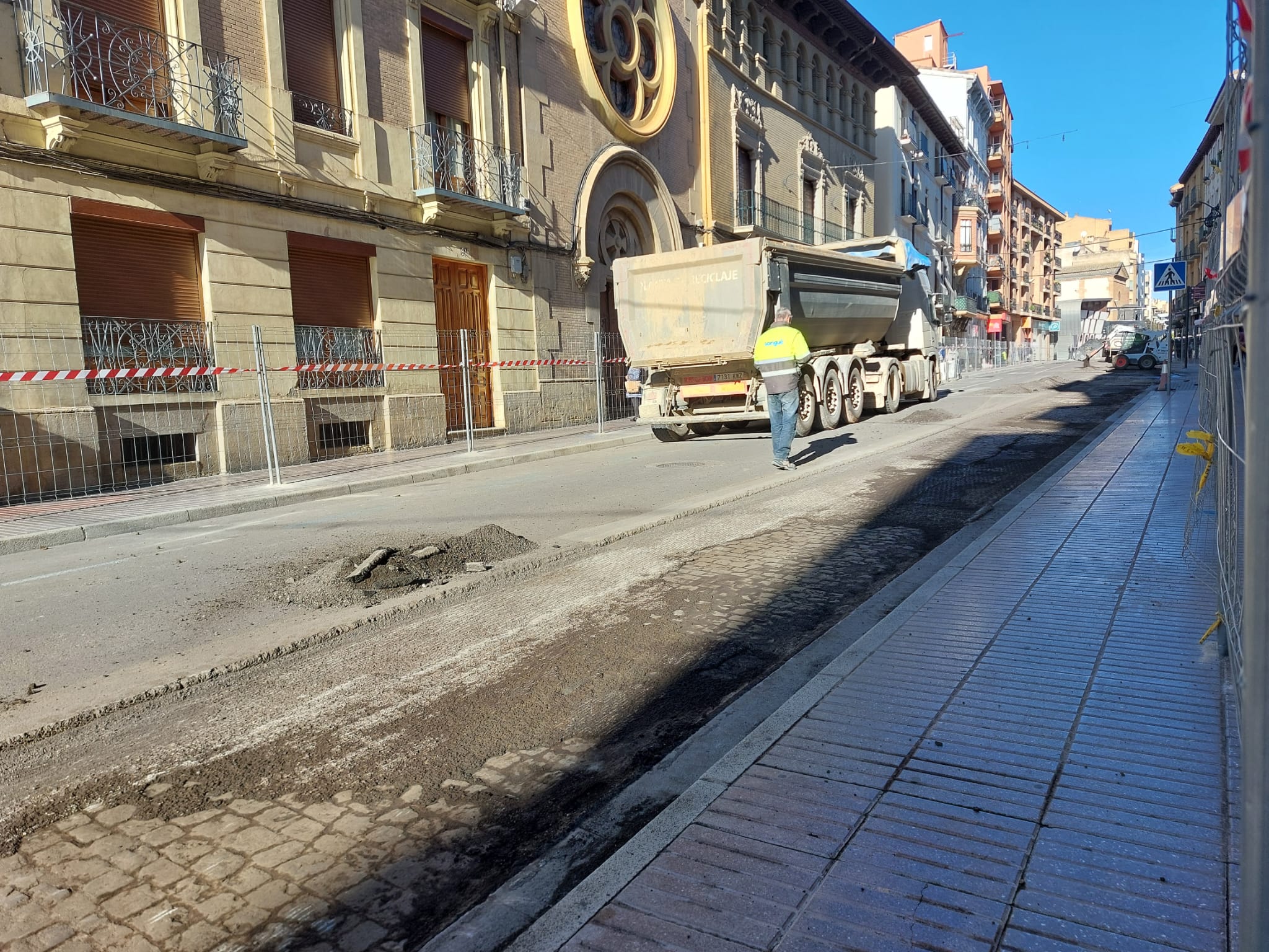 Obras en el Coso Alto de Huesca