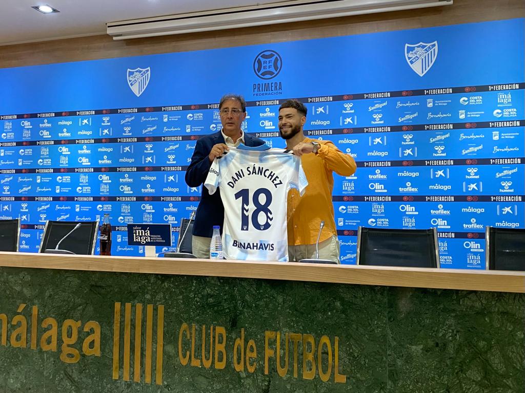 Dani Sánchez con Loren Juarros en su presentación con el Málaga