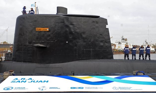 Fotografía de archivo del submarino A.R.A San Juan. La armada argentina ha confirmado que se produjo una explosión en el submarino desaparecido hace varios días.