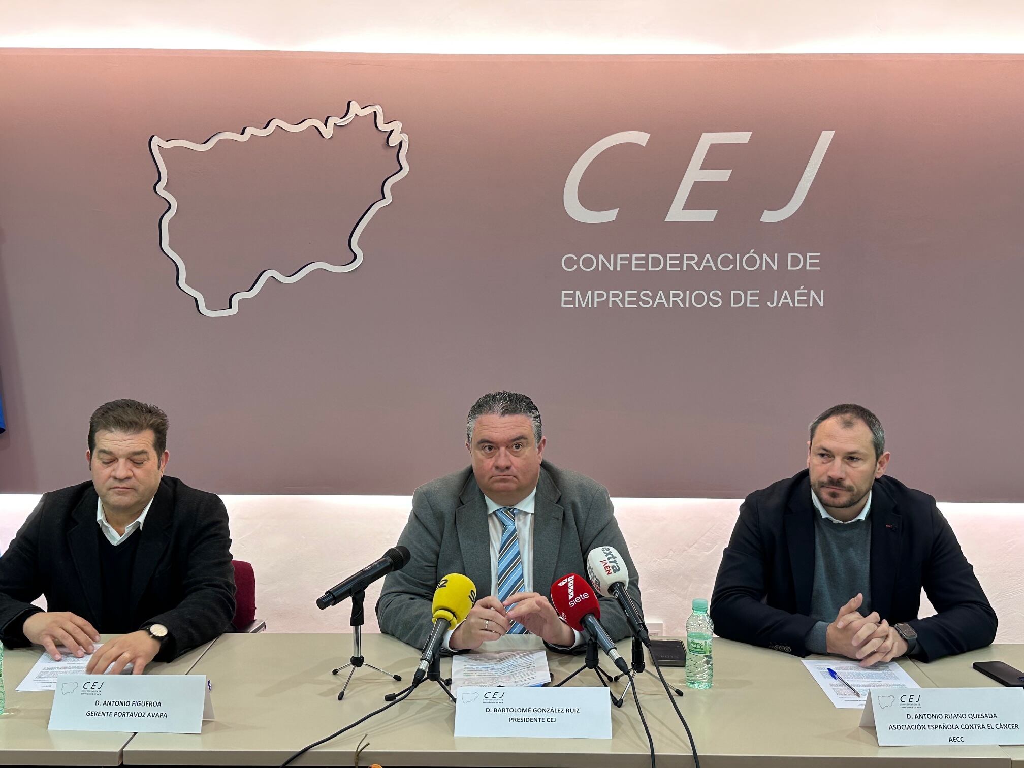 Antonio Figueroa, Bartolomé González y Antonio Ruano presentan la acción.