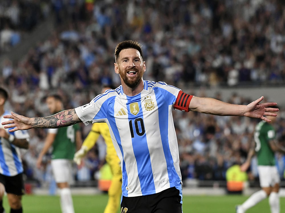 Leo Messi celebra uno de sus goles con la Selección Argentina