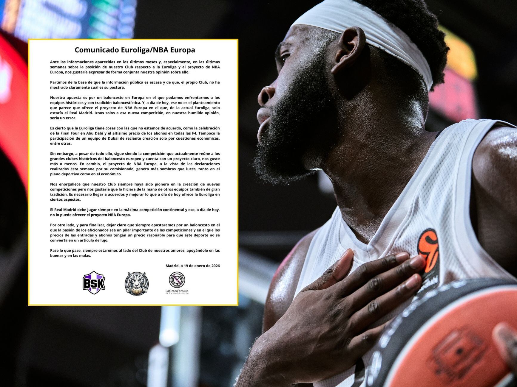 El comunicado de las peñas del Real Madrid de baloncesto