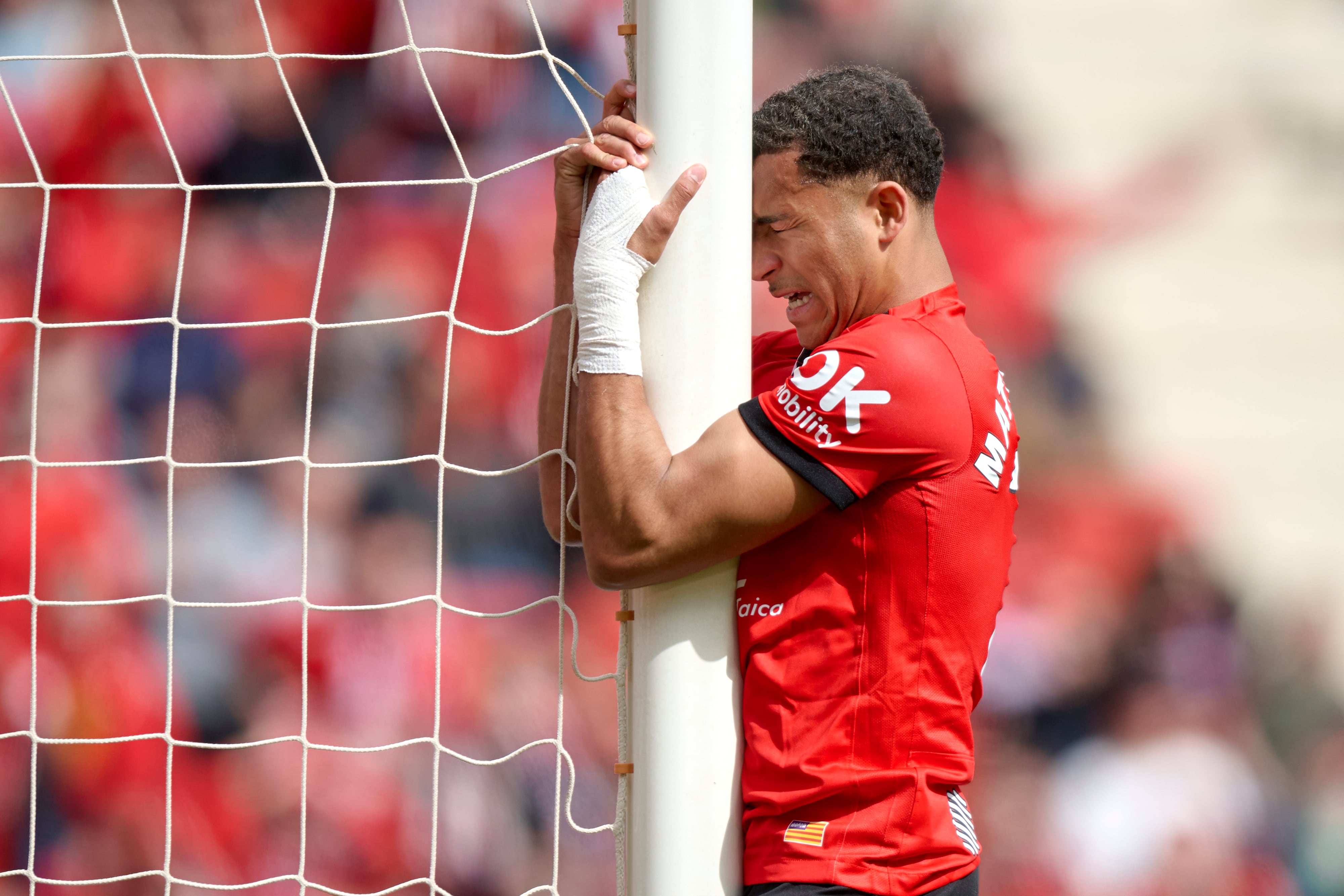 MALLORCA, SPAIN - MARCH 15: Mateo Joseph of RCD Mallorca reacts during the LaLiga EA Sports match between RCD Mallorca and RCD Espanyol de Barcelona at Estadio de Son Moix on March 15, 2026 in Mallorca, Spain. (Photo by Cristian Trujillo/Quality Sport Images/Getty Images)