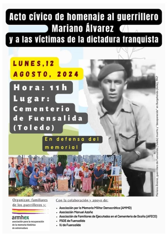 Acto de homenaje el próximo lunes 12 de agosto / Asociación para la Recuperación de la Memoria Histórica de Extremadura