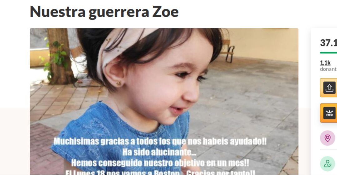 Imagen captación fondos para operación de Zoe