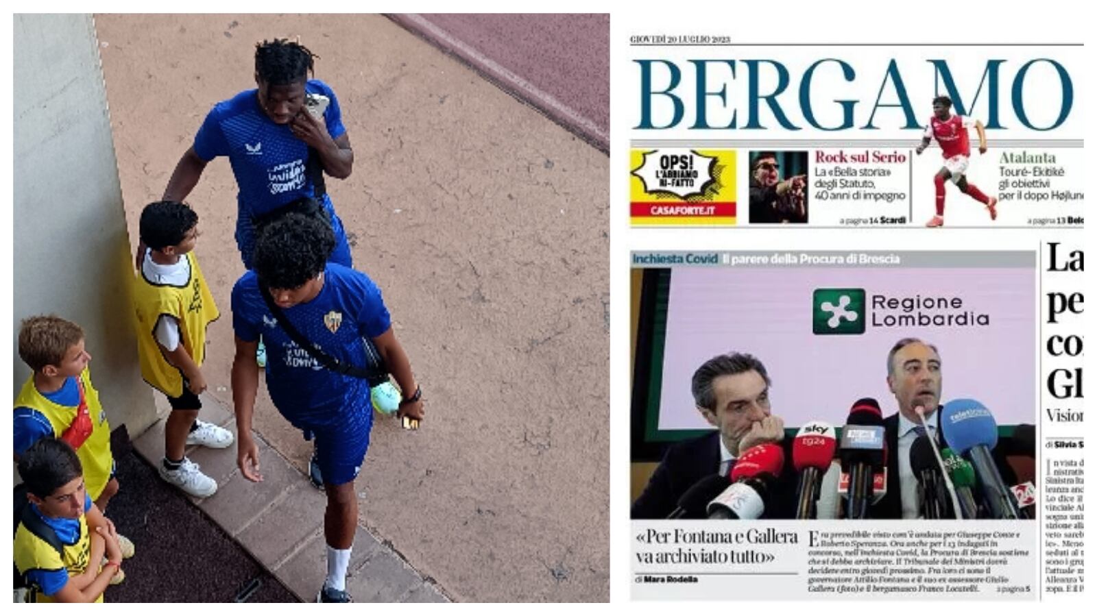 Touré en Santo Domingo y en la portada del Corriere della Sera en Italia.