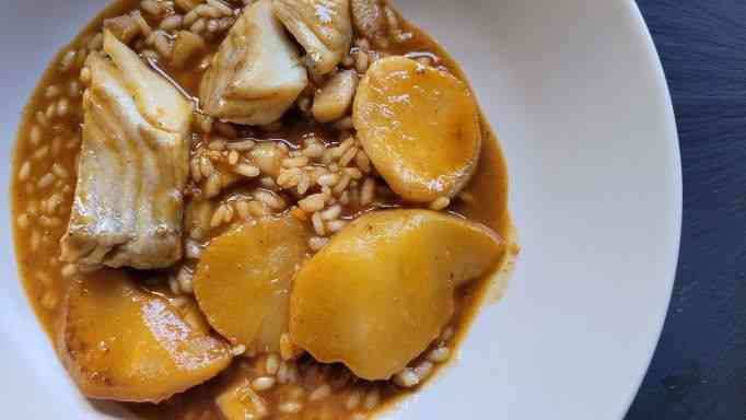 Arròs melós amb rémol, moniato i nap