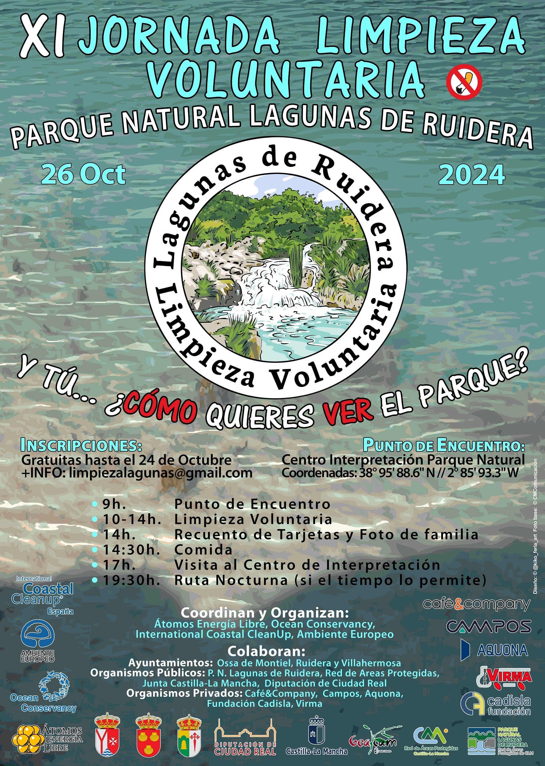 Cartel de la limpieza voluntaria de las Lagunas de Ruidera