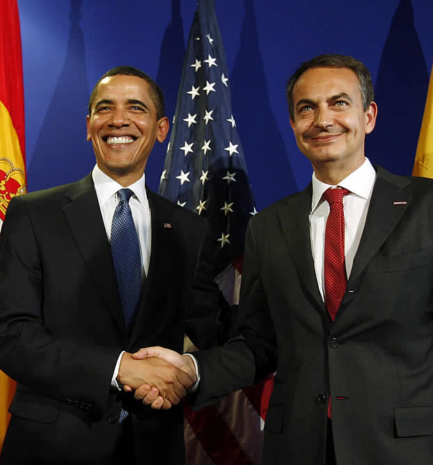 El presidente del Gobierno español, José Luis Rodríguez Zapatero junto al presidente estadounidense Barack Obama