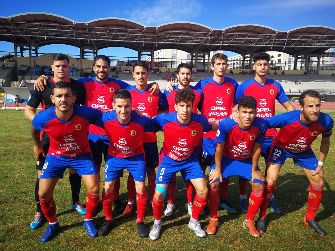 Equipo titular de la UD Lanzarote en el partido contra el CD Marino.