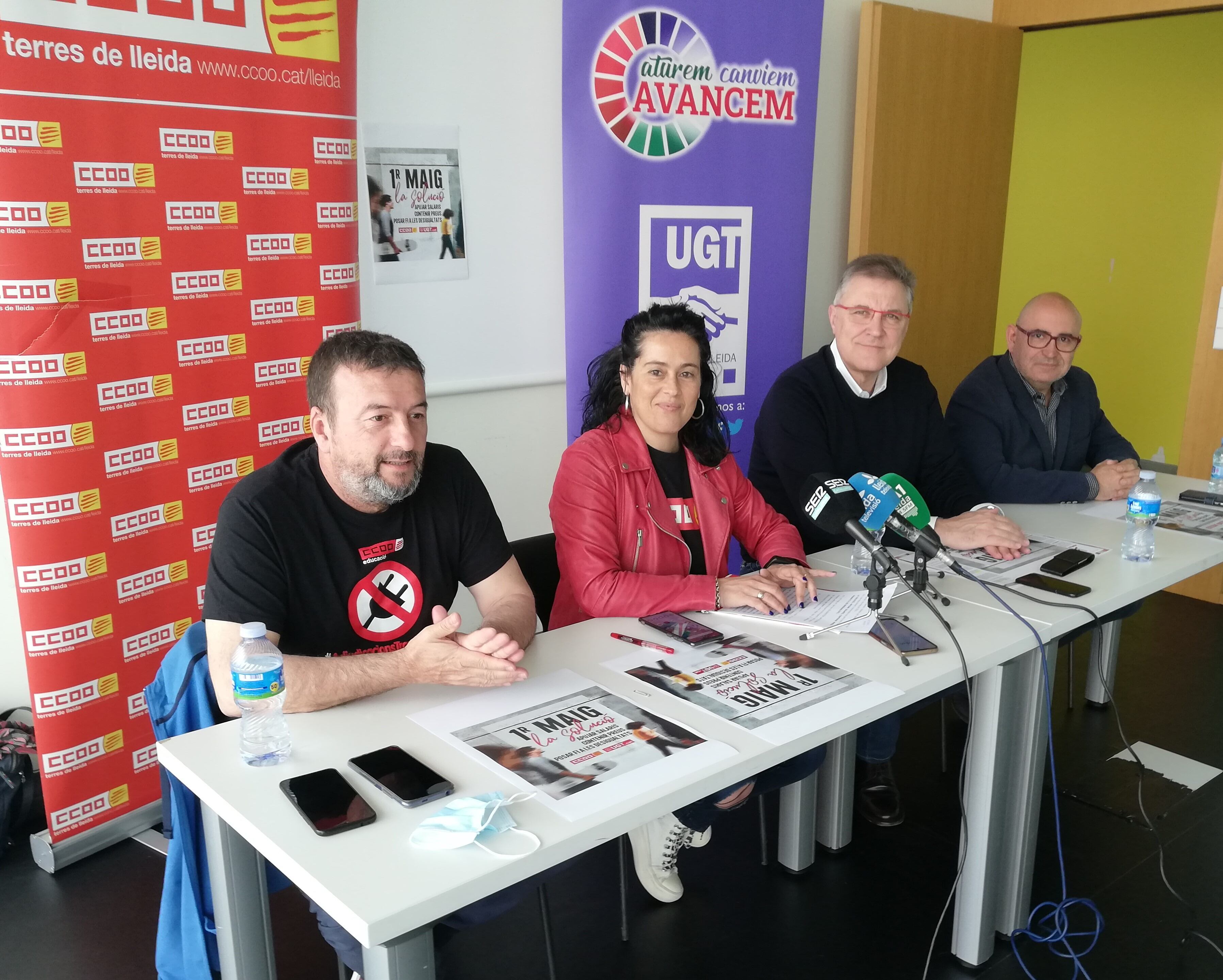 Els representants de CCOO i UGT a Lleida han presentat els actes de l'1 de maig, Dia del Treball.