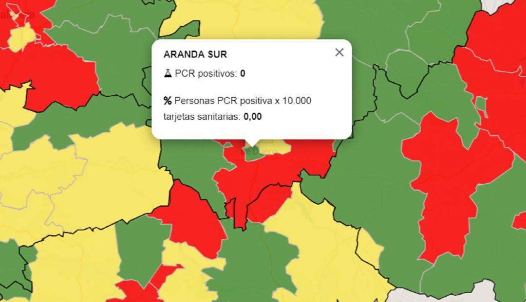 Mapa de criterios de desescalada del portal de datos de la Junta de Castilla y León
