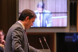 El president del Grup socialdemòcrata, David Rios, al debat d'ahir