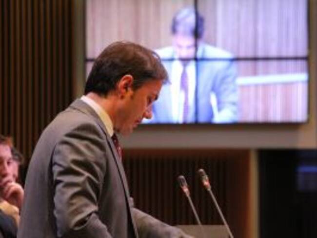 El president del Grup socialdemòcrata, David Rios, al debat d'ahir