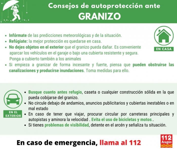 Aragón activa el Plan de Protección Civil por tormentas, granizo, viento y lluvia intensa