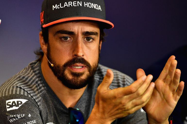 Fernando Alonso durante la rueda de prensa antes del GP de Hungría