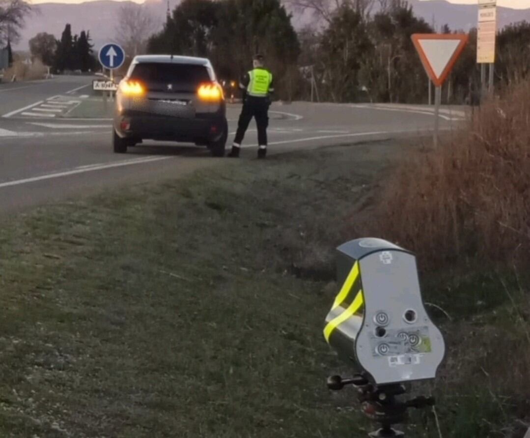 Punto de control de velocidad en Huesca