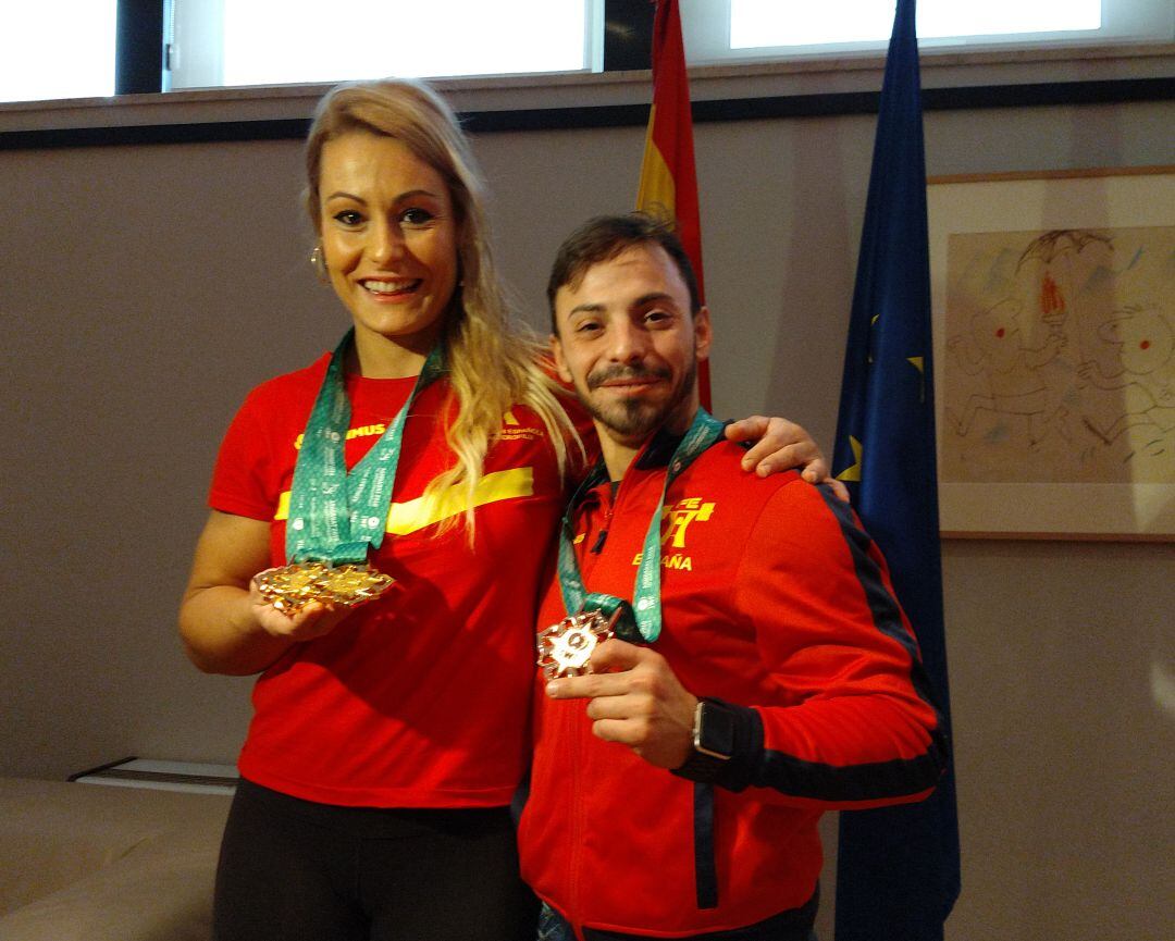 Lydia Valentín y Josué Brachi han sido recibidos este lunes por la presidenta del Consejo Superior de Deportes, María José Rienda, en la sede de este organismo en Madrid.