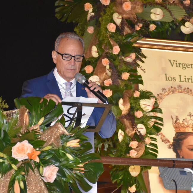 Indalecio Carbonell, durante la 'Crida' a la Romería de 2023.