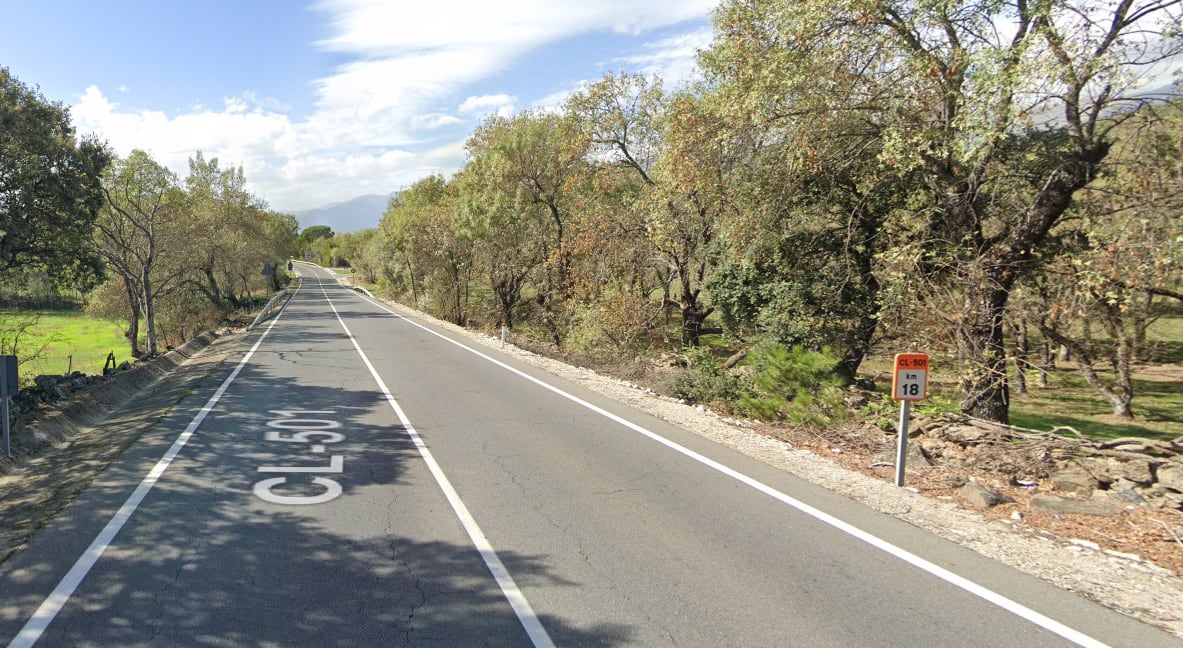 Kilómetro 18 de la C-501, zona del accidente