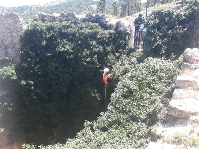 Servicios de emergencia rescatan una cría de Arruí, que había caído al "Pozo de las Nieves de Cartagena", en Sierra Espuña