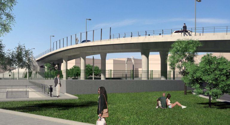 Diseño de la pasarela de Los Tres Pasos, el único paso a nivel que hay en la ciudad.