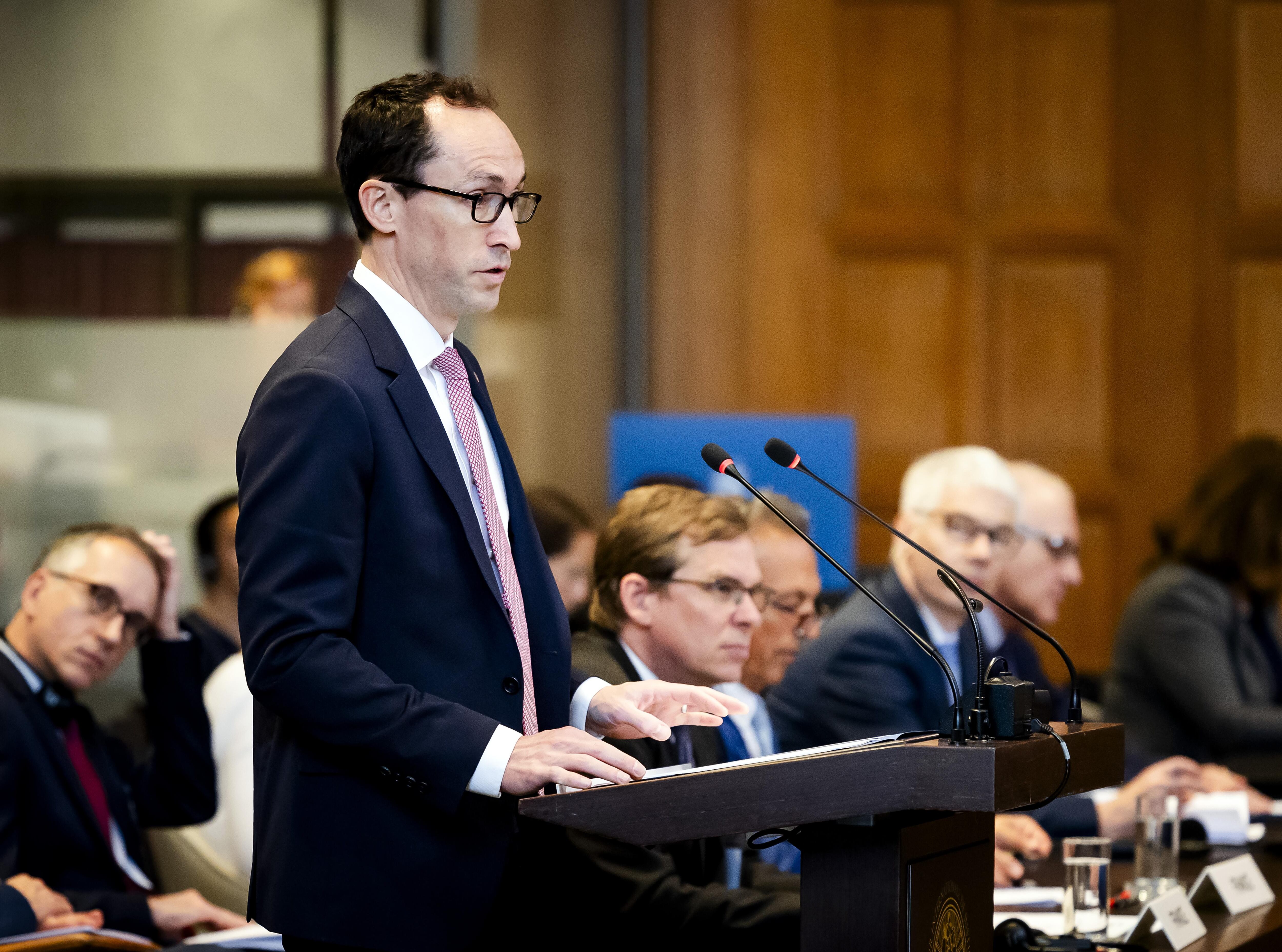 El representante de Estados Unidos, Joshua Simmons, durante su intervención este miércoles ante la Corte Internacional de Justicia en La Haya