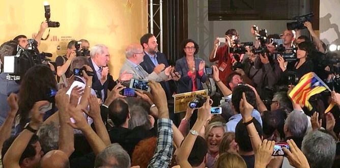 Junqueras, Terricabras i Maragall compareixen