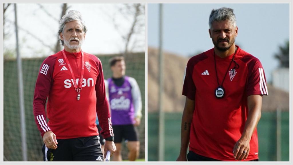 Pablo Alfaro y Gustavo Munúa este 2023 con el Real Murcia