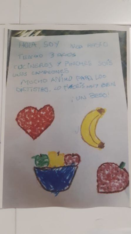 Dibujo de agradecimiento de un niño a la cocina del Juan Ramón Jiménez