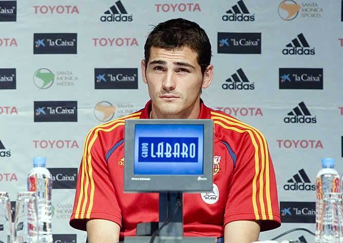 Casillas, durante la rueda de prensa en Aarhus (Dinamarca).