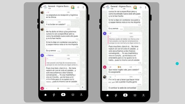 Converses entre alumnes d'FP a distància criticant la introducció d'un mòdul de català a la seva formació