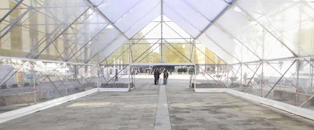 Pabellón instalado en la plaza de Tabacos