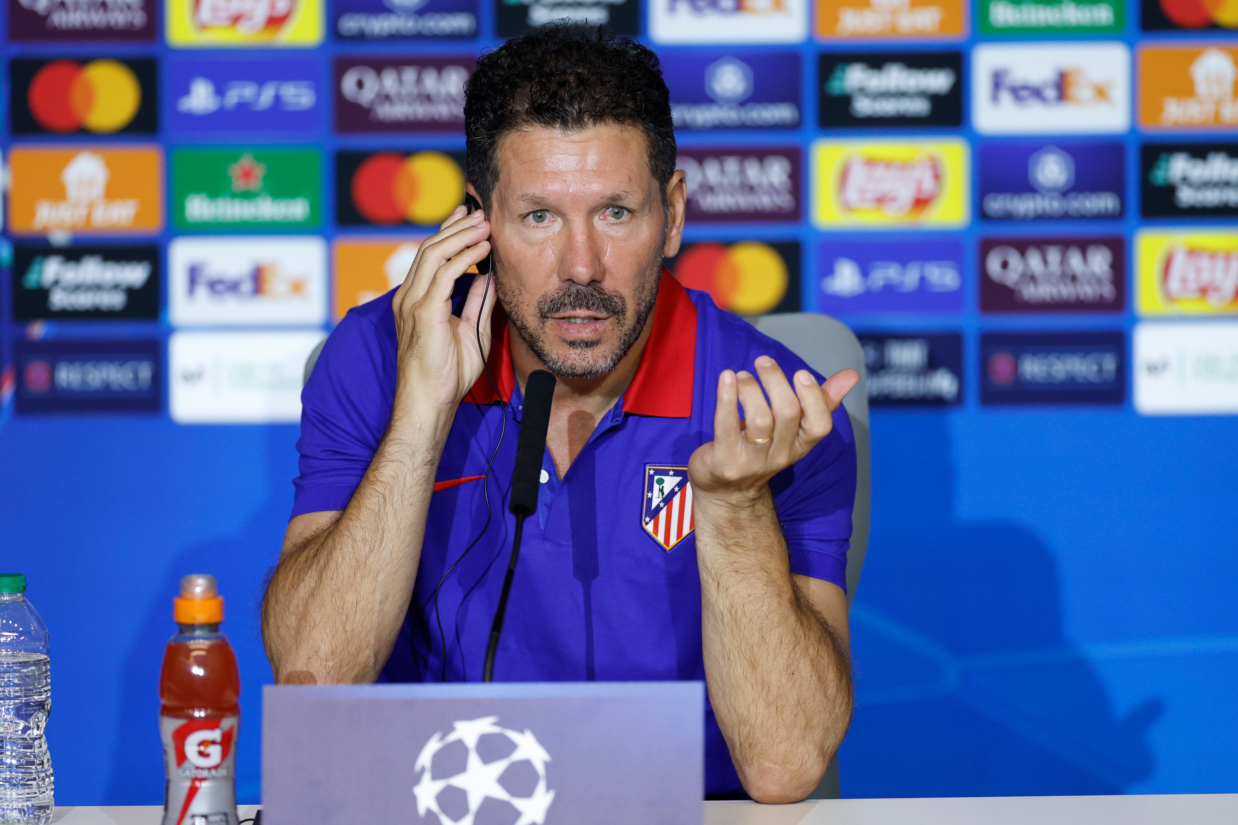 Diego Pablo SImeone, en una rueda de prensa con el Atlético de Madrid