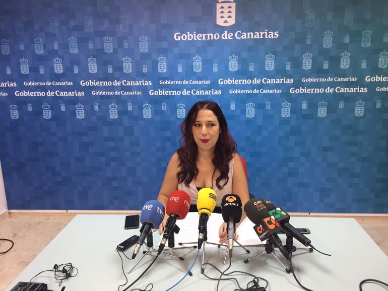 La vicepresidenta y responsable del área de Empleo, Patricia hernández durante la rueda de prensa. 