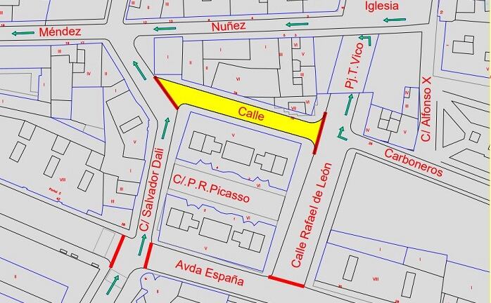 Corte en la calle Carboneros