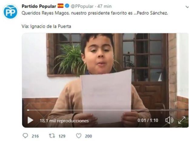 Captura del tuit del @PPopular