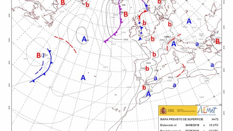 Previsión de la AEMET para estos días.