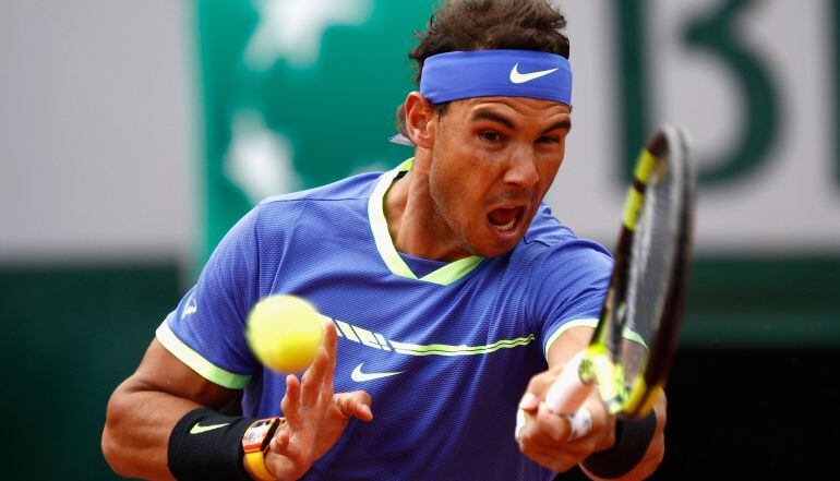 Nadal prepara un golpe de derecha durante el partido ante Pablo Carreño