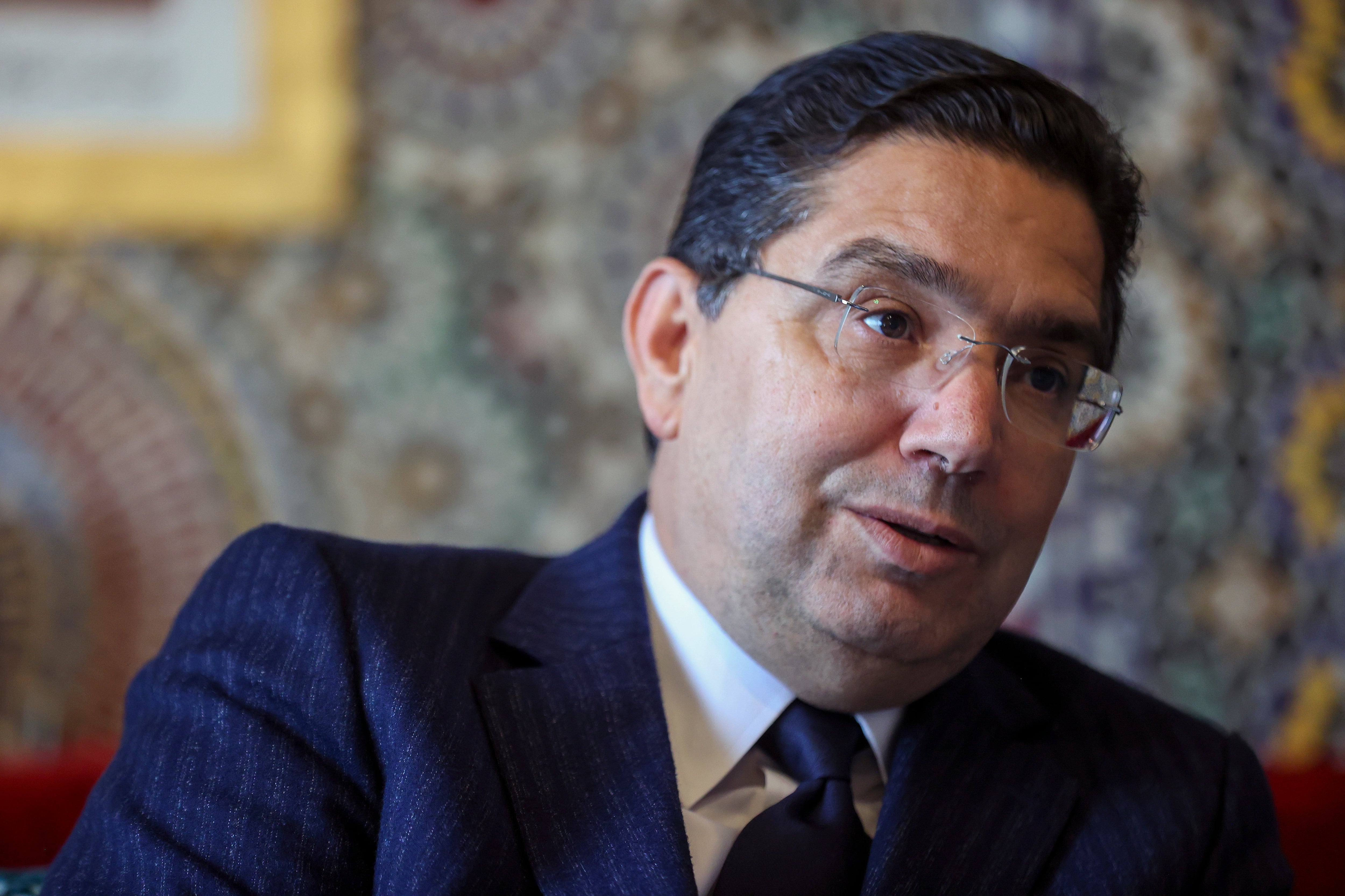 MADRID, 04/12/2025.- El ministro marroquí de Exteriores, Naser Burita, durante una entrevista con EFE en Madrid, en la que destacó este jueves &quot;el momento inédito&quot; de las relaciones entre su país y España, tras la Reunión de Alto Nivel (RAN) que mantuvieron los gobiernos de ambos países hoy en Madrid. EFE/Víctor Lerena
