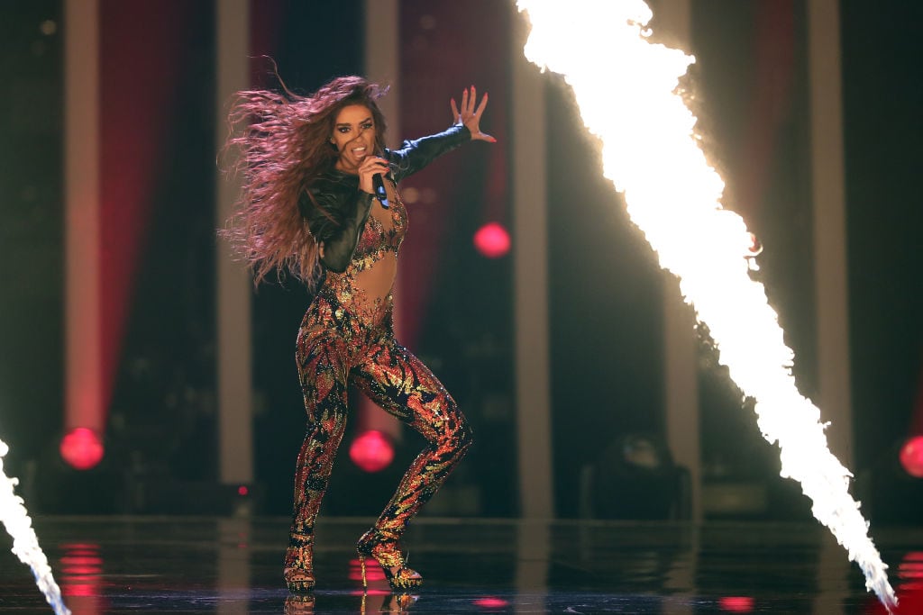 La cantante Eleni Foureira, durante su actuación en Eurovisión 2018.