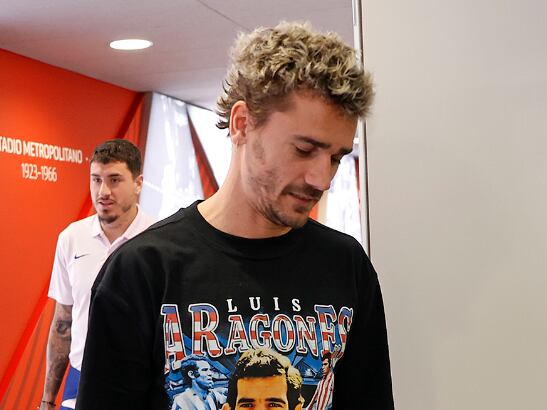 Griezmann, a su llegada al Cívitas Metropolitano.