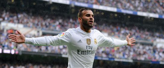 Jesé celebra un gol en el Bernabéu