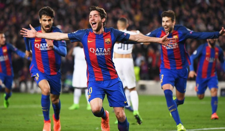 Sergi Roberto celebra el gol de la victoria