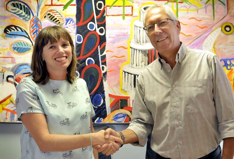 Laura Álvarez y Rafael Coca, presidente del Xerez DFC