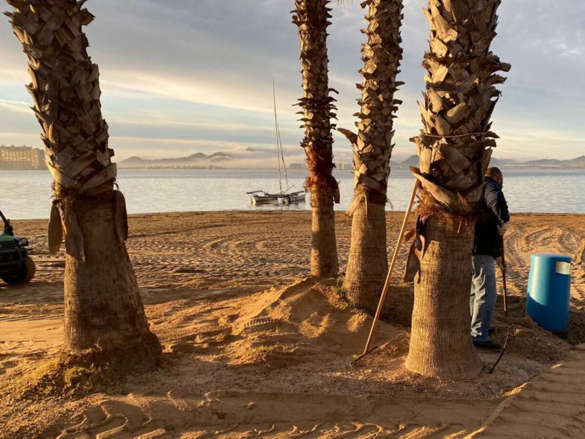 El Ayuntamiento de Cartagena intensifica las labores de limpieza en las playas para esta Semana Santa