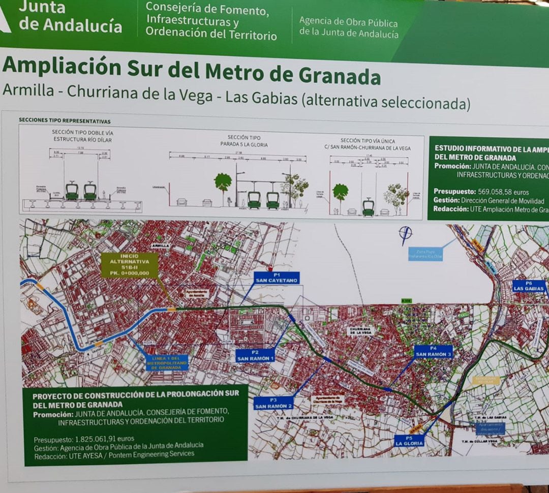 Proyecto de ampliación del metro de Granada desde Armilla a Churriana de la Vega y Las Gabias