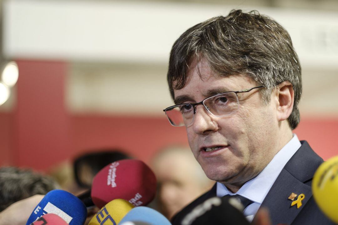 Puigdemont, durante un acto con la prensa